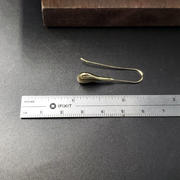 Gold Over Sterling Silver Cute Drop Style Long Earrings - Picture 4 of 5